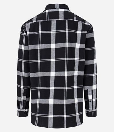 Camisa en Franela de Cuadros con Bolsillos y Botones Delanteros 5