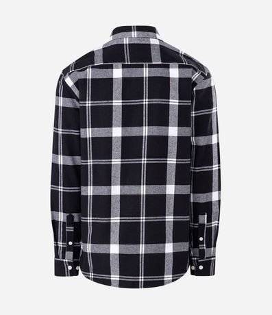 Camisa en Franela de Cuadros con Bolsillos y Botones Delanteros 5