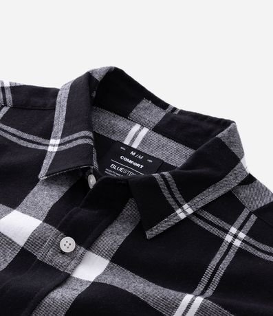 Camisa en Franela de Cuadros con Bolsillos y Botones Delanteros 9