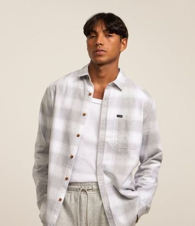 Camisa Manga Larga en Franela con Estampa de Cuadros