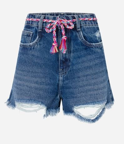 Short Cintura Alta en Jeans con Cinturón de Cordón Trenzado 5