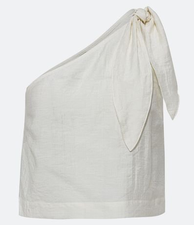 Blusa Cropped Satén de un Solo Hombro con Nudo 1