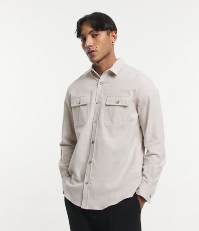 Camisa Franela con Bolsillos Delanteros