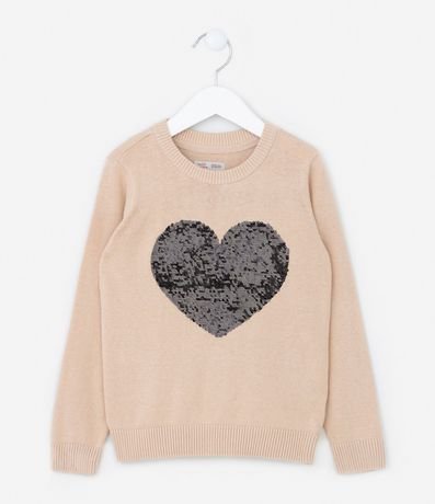 Buzo Infantil de Punto con Corazón en Lentejuela Reversible - Talle 5 a 14 años