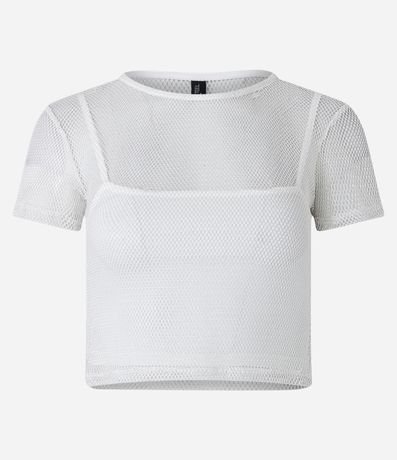 Blusa Cropped de Red con Forro de Bretel Fino 1
