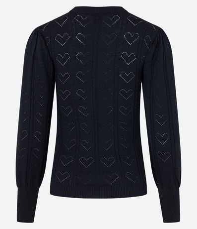 Blusa de Punto con Manga Abullonada y Textura de Corazones 8