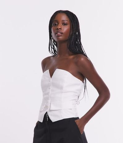 Blusa Cropped Sastrería sin Breteles en Viscosa 1