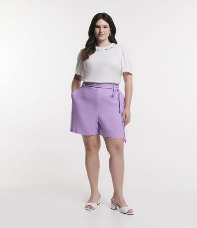 Short en Lino con Cinturón Curve & Plus Size