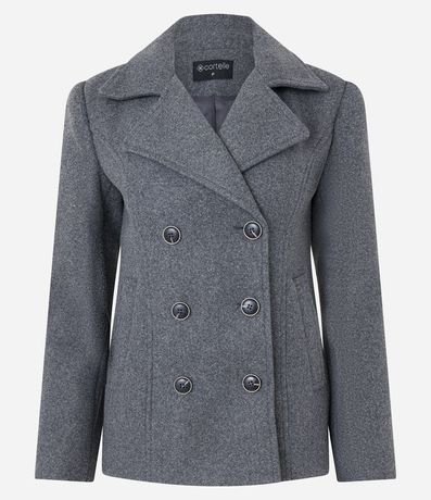 Saco Alargado en Polivelour Cruzado con Bolsillos 7