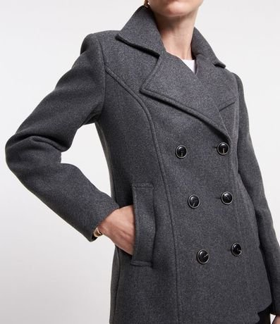 Saco Alargado en Polivelour Cruzado con Bolsillos 5