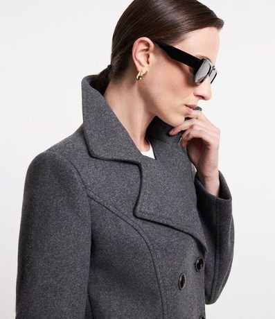 Saco Alargado en Polivelour Cruzado con Bolsillos 6