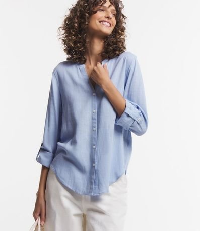 Camisa en Viscolino con Escote V