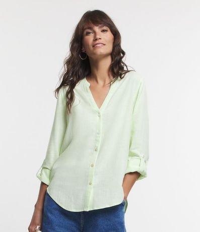 Camisa en Viscolino con Escote V 4