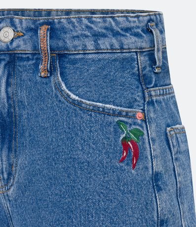 Short Cintura Alta en Jeans con Bordado de Colores 2