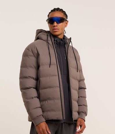 Campera Puffer Deportiva sin Costura con Capucha