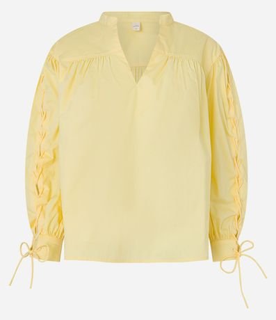 Blusa en Tricolina con Lazo Trenzada en las Mangas 1
