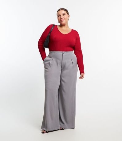 Blusa Manga Larga de Punto Acanalado Curve & Plus Size 2