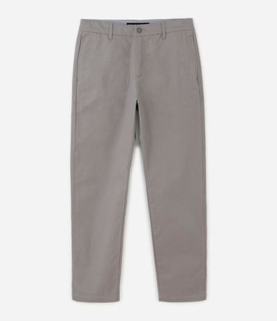 Pantalón Recto Básica en Sarga con Bolsillos