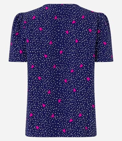 Blusa en Crepé con Manga Abullonada y Estampado de Lunares y Corazones 2