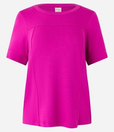 Blusa Manga Corta en Viscosa con Costura Contrastante 5