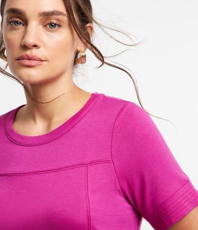 Blusa Manga Corta en Viscosa con Costura Contrastante 3