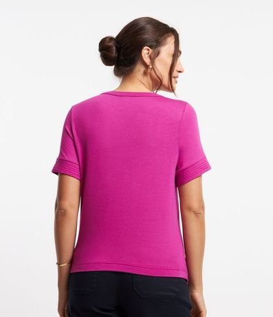 Blusa Manga Corta en Viscosa con Costura Contrastante 4