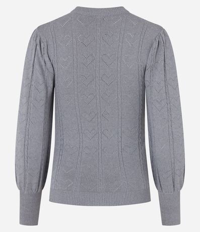 Blusa de Punto con Manga Abullonada y Textura de Corazones 8