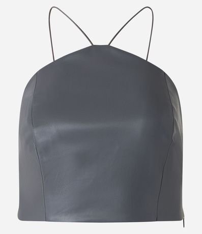 Blusa de Tirantes Cropped en Pu con Escote Halter 6