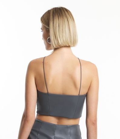 Blusa de Tirantes Cropped en Pu con Escote Halter 3