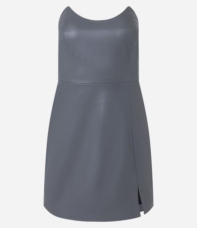 Vestido Corto Sin Breteles en Material Sintético con Abertura 5