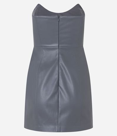 Vestido Corto Sin Breteles en Material Sintético con Abertura 6