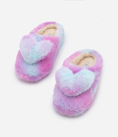 Pantufla Infantil en Fleece Tie Dye con Corazón 3D - Talle 29/30 al 35/36 5