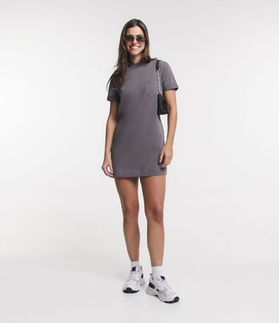 Vestido Corto Básico en Algodón con Pequeño Bolsillo Frontal 2