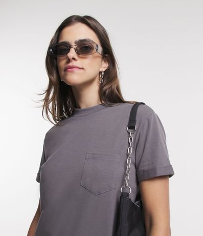 Vestido Corto Básico en Algodón con Pequeño Bolsillo Frontal 4