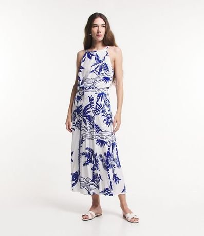 Blusa de Breteles en Viscolino con Paisaje Tropical Estampada 2