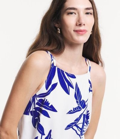 Blusa de Breteles en Viscolino con Paisaje Tropical Estampada 3