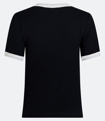 Blusa Media Malla con Contraste en el Cuello y Manga Corta 3