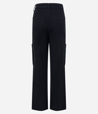 Pantalón Wide Lleg en Sarga con Bolsillo Cargo sin Solapa 6