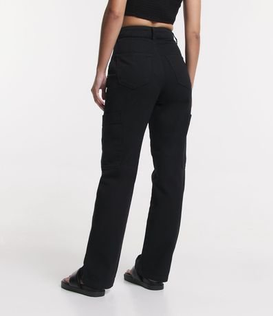 Pantalón Wide Lleg en Sarga con Bolsillo Cargo sin Solapa 3