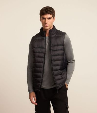 Chaleco Puffer Deportivo con Cuello Alto y Gajos