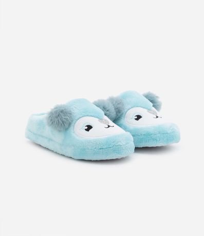 Pantufla Ojota Infantil en Fleece con Cara del Animalito y Pompón - Talle 29 al 36