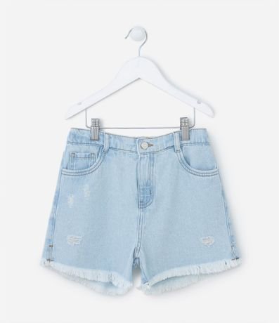 Short Jeans Infantil con Cintura Alta y Terminación Deshilachada - Talle 5 a 14 años 1