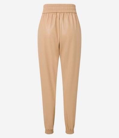 Pantalón Jogger en PU con Lastex na Cintura y Cierre Track 6