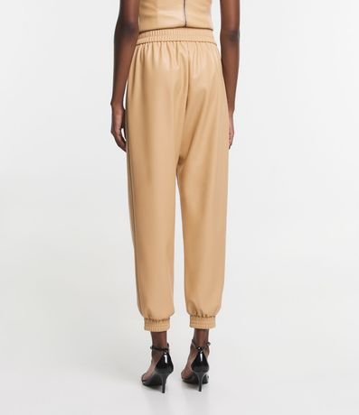Pantalón Jogger en PU con Lastex na Cintura y Cierre Track 3