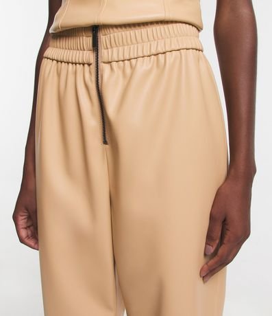 Pantalón Jogger en PU con Lastex na Cintura y Cierre Track 4