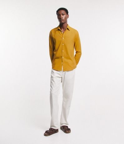 Camisa Comfort Básica en Lino Manga Larga 2
