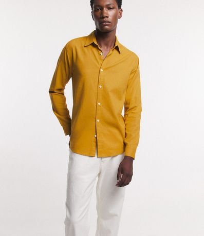 Camisa Comfort Básica en Lino Manga Larga 3