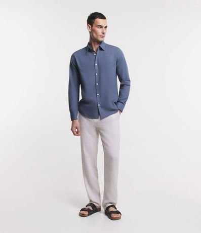 Camisa Comfort Básica en Lino Manga Larga 2