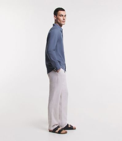 Camisa Comfort Básica en Lino Manga Larga 4