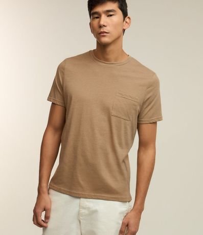 Remera Manga Corta Texturizada en Algodón con Pequeño Bolsillo 1
